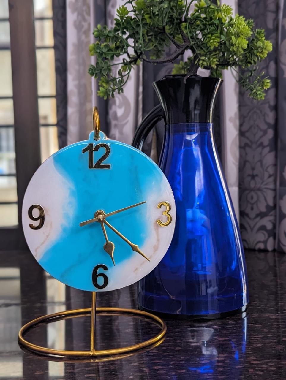 Ocean Mist Resin Table Clock